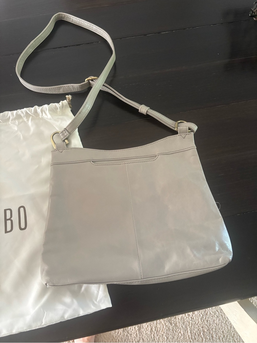 HOBO Light Gray Leather Shoulder Bag
